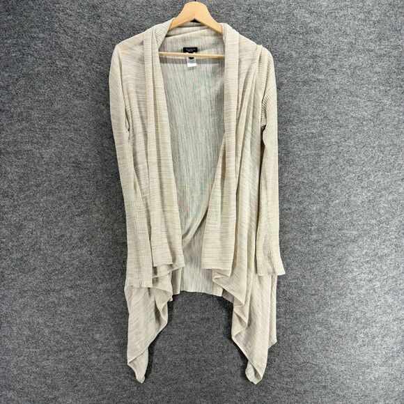Talbots Top Women M Medium Beige Open Front Long Sleeve Linen Casual Solid - Picture 1 of 5